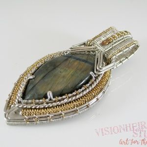 Labradorite Sterling Silver and 14K Gold Two Tone